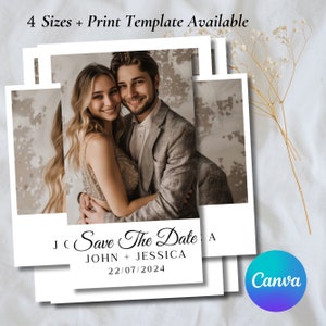 Modèle de carte postale photo « Save the Date », carte d'invitations de mariage photo, carte « Save the date » bohème, modèle canva