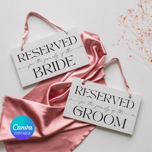 Wedding Reserved Seat Sign, Minimalist Wedding Reserved Seat Sign, Printable Reserved Chair Tag, Canva Editable template, Instant Download