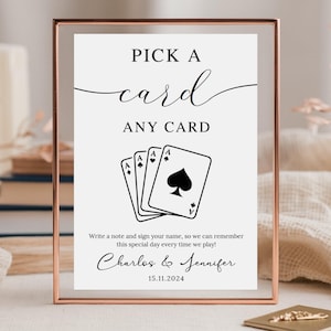 Livre d'or de cartes à jouer, enseigne d'invité de cartes à jouer, livre d'or de cartes à jouer personnalisé, modèle, enseigne de mariage minimaliste, modèle de toile