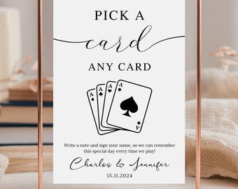 Playing Cards Guest book, Playing Cards Guest Sign, Custom Playing Card Guestbook, Template,Minimalist Wedding Sign, Canva Template