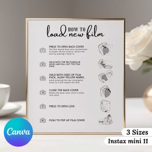 Instax Mini 11 Photo Guestbook Sign, Camera Instructions, How To Take A Photo, How To Load New Film, Printable Party And Wedding Photo Sign