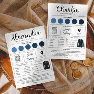 Modèle de carte d'informations sur les garçons d'honneur, carte d'informations modifiable pour le témoin, carte de proposition de garçons d'honneur, carte d'infographie de garçons d'honneur, carte d'informations de fête de mariage