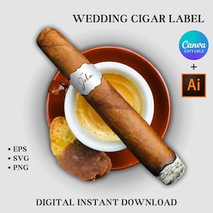 Wedding Cigar Label, Modern Wedding Cigar Bar Labels, Groomsman Proposal Gift Cigar Label, Canva Editable Template, Instant Download