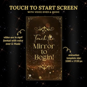 Wedding Mirror Booth Animation, Touch to Start Screen, Gold & Black Animations, Voice Over, Wedding Magic Mirror Booth, Instant Download