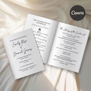 Printable Catholic Wedding Program, Folded Catholic Mass Wedding Ceremony Program,  Catholic Wedding Mass Program Booklet, Canva Template