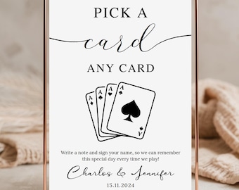 Playing Cards Guest Sign, Custom Playing Guest Cards, Playing Cards Guest book, Pick A Card Any Card, Wedding Playing Card Sign Template