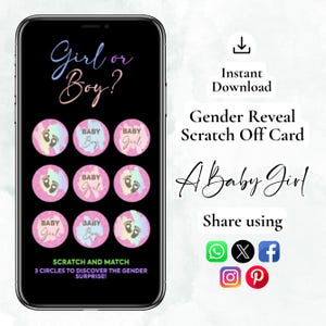 Girl Gender Reveal Scratch Off Card, It's a Girl Gender Reveal Scratch Off, Digital Boy or Girl Scratch Card Game, Gender Announcement