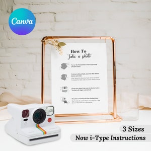 Polaroid Now I-Type camera-instructies, fotogastenboek, bord foto gastenboek, polaroid-gastenboek, trouwcamera, polaroid bruiloft