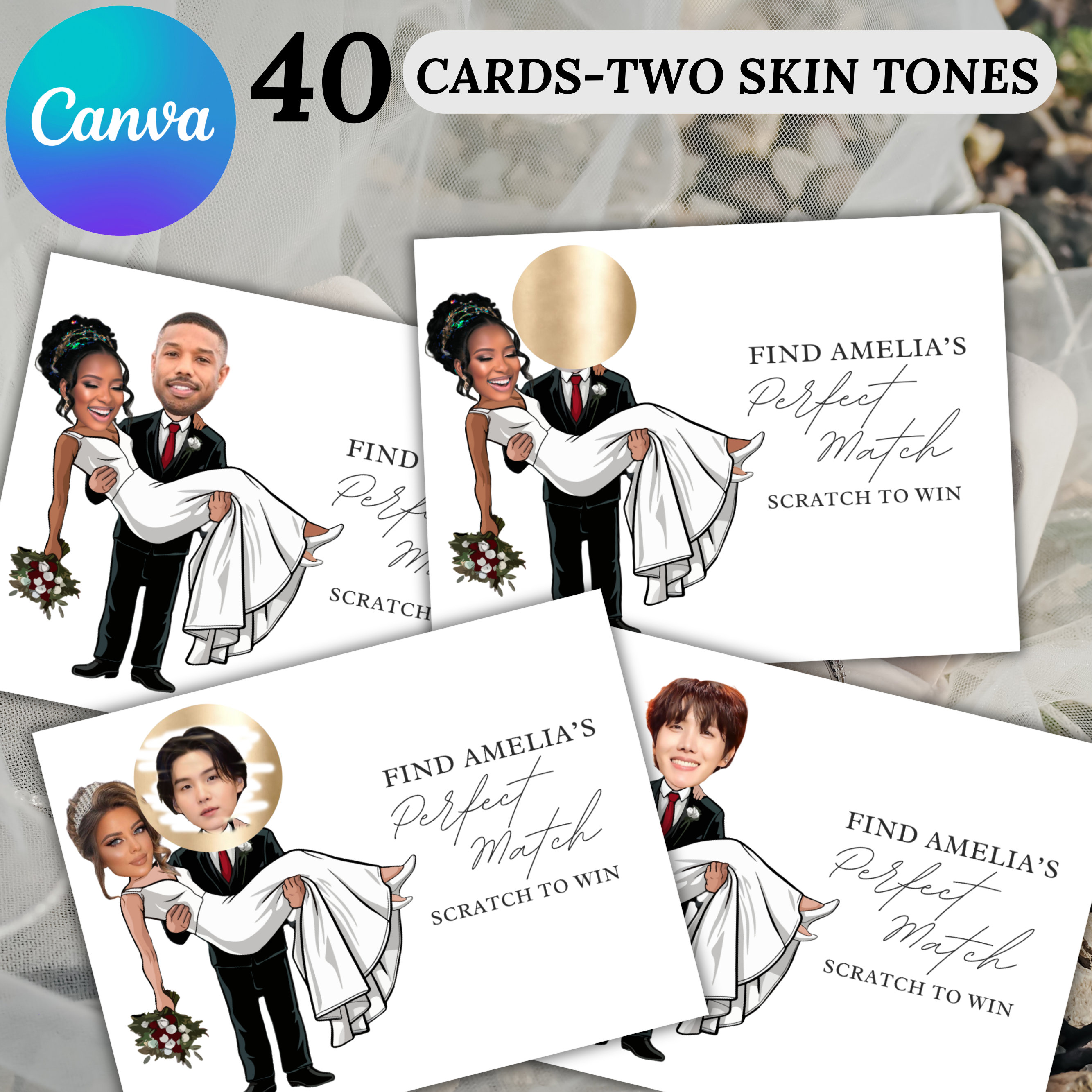 Printable Celebrity Who Has the Groom? Bachelorette Party Groom, Groom Scratch Off Game, Bridal Shower Game, Canva Template Digital Download