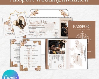 Destination Wedding Invitation, Boarding Pass Invitation, Printable Passport Wedding Invitation, Travel Theme Wedding, Template Download