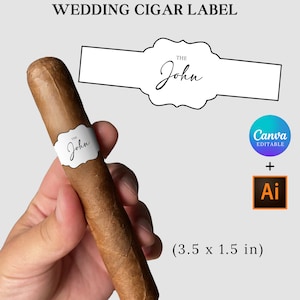 Wedding Cigar Label, Modern Wedding Cigar Bar Labels, Groomsman Proposal Gift Cigar Label, Canva Editable Template, Instant Download