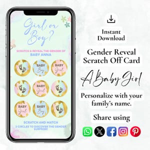 Girl Gender Reveal Scratch Off Card, It's a Girl Gender Reveal Scratch Off, Digital Boy or Girl Scratch Card Game, Gender Announcement