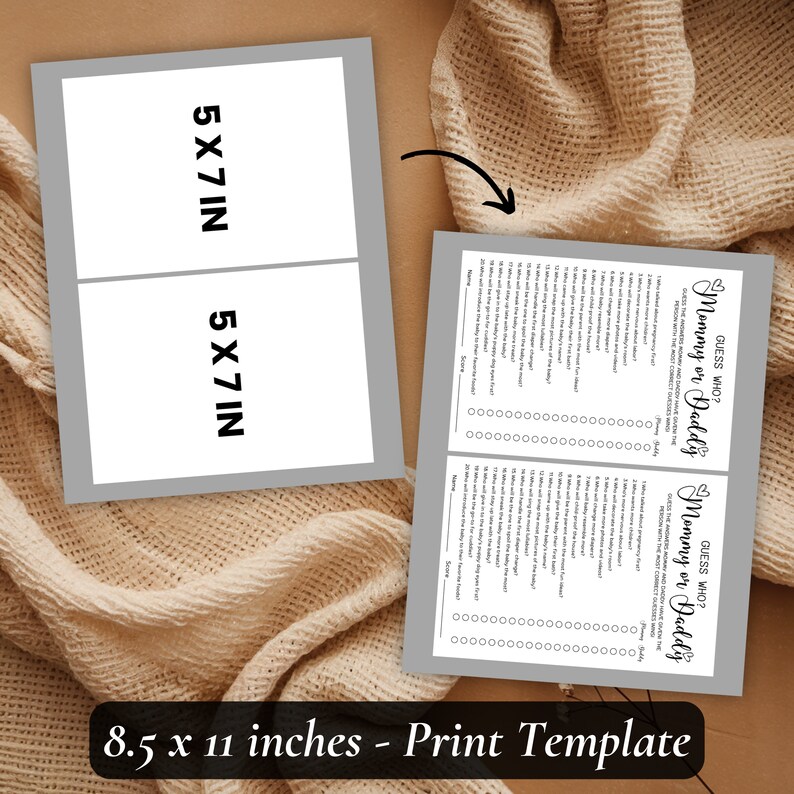 Guess Who Mommy or Daddy Game, Baby Shower Party Game, Editable