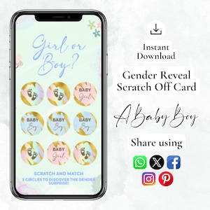 Boy Gender Reveal Scratch Off Card, It's a Boy Gender Reveal Scratch Off, Digital Boy or Girl Scratch Card Game, Gender Announcement