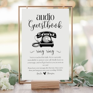 Audio Guestbook Sign Template, Editable Telephone Guest Book Sign, Voicemail Audio Guestbook Sign, Audio Booth Sign, Wedding Guestbook Sign