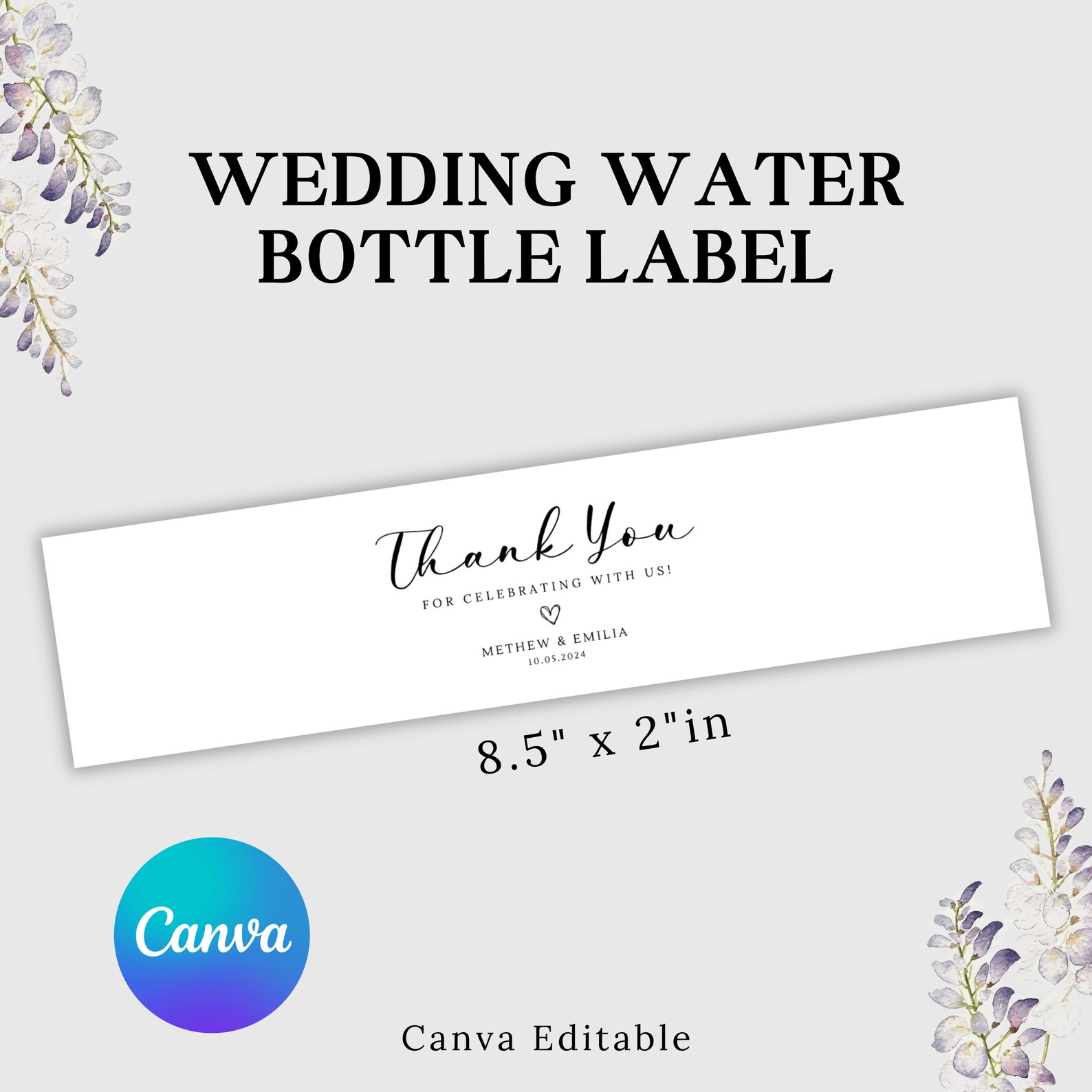 Wedding Water Bottle Label, Printable Wedding Water Bottle Stickers ...