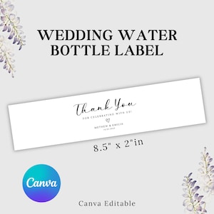Wedding Water Bottle Label, Printable Wedding Water Bottle Stickers, Minimalist Wedding Sticker, Canva Editable Template, Instant Download