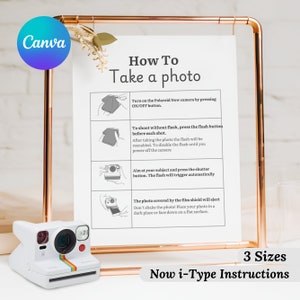 Polaroid Now I-Type camera-instructies, fotogastenboek, bord foto gastenboek, polaroid-gastenboek, trouwcamera, polaroid bruiloft