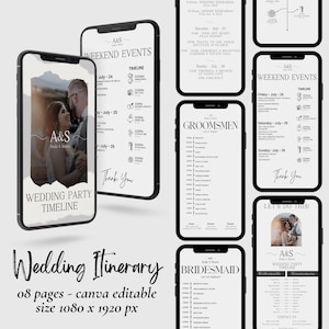 Mobile Wedding Day Timeline Template Editable, Wedding Timeline , Wedding Party Timeline, Bridal Party Wedding Weekend Itinerary Template
