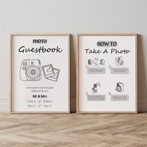 Polaroid Guest Book Sign, Instax Mini 12 Instructions Sign, Photo Guest Book Sign, How To Take A Photo, How To Load New Film, Canva Template