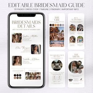 20 bruidsmeisjesgidsbundel, bewerkbare gidssjabloon bruidsfeest, welkomstgids bruidsmeisje, gids bruiloftsfeest, canvassjabloon