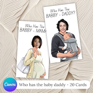 Who Has The Baby Daddy Baby Shower Game, Printable Find the Dad Game, Editable Scratch Off Game, Find Daddy Scratch Game, Canva Template