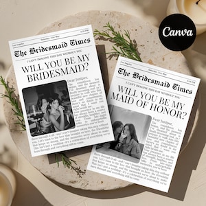 Cartão de jornal para pedido de casamento, Quer ser minha madrinha, Cartão para madrinha, Presente personalizado para madrinha, Detalhes da festa de casamento