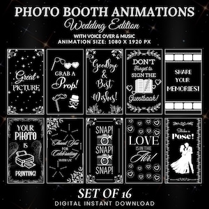 Mirror Booth Animations For Wedding, Magic Mirror Animations, Touch to Start, Countdown, Pose, Love, Photo Booth Mirror Animations