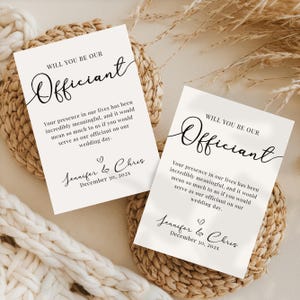 Voorstel van Officiant, Afdrukbare kaart Wil je met ons trouwen, Officiant-verzoek, Officiant-cadeaukaart, modern minimalistisch Wil je onze Officiant zijn