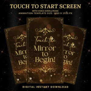 Wedding Mirror Booth Animation, Touch to Start Screen, Gold & Black Animations, Voice Over, Wedding Magic Mirror Booth, Instant Download