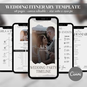 Mobile Wedding Day Timeline Template Editable, Wedding Timeline , Wedding Party Timeline, Bridal Party Wedding Weekend Itinerary Template