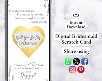 Bridesmaid Proposal Scratch Card, Digital Scratch Card, Will you Be My Bridesmaid, Surprise Bridesmaid Announcement, Bridemaid Scratch Off