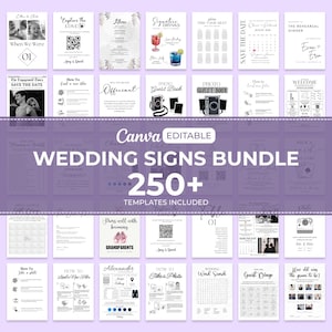 250+ Minimalist Wedding Sign Bundle, Reception Table Signs Set, Editable Wedding Signs, Wedding Signage Template, Wedding Signage Bundle