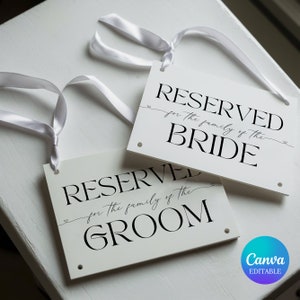 Wedding Reserved Seat Sign, Minimalist Wedding Reserved Seat Sign, Printable Reserved Chair Tag, Canva Editable template, Instant Download