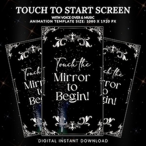 Wedding Mirror Booth Animation, Touch to Start Screen, Silver & Black Animations, Voice Over, Wedding Magic Mirror Booth, Instant Download