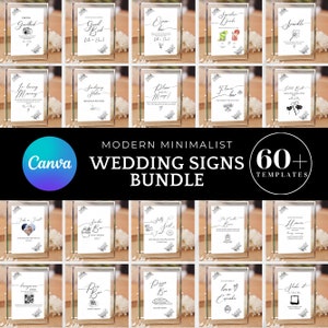 Minimalist Wedding Signs Bundle, Printable Wedding Signs Templates, Reception Table Signs, Modern Wedding Signage Bundle, Canva Editable
