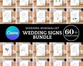 Minimalist Wedding Signs Bundle, Printable Wedding Signs Templates, Reception Table Signs, Modern Wedding Signage Bundle, Canva Editable