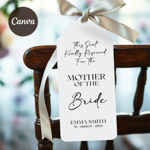 Seating Tag Canva Template, Reserved Seating Tag, Ceremony Seating Tag, Wedding Seat Tag, Wedding Reserved Tag, Wedding Chair Tag, Seat Tag