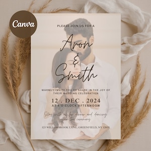 Wedding Photo Invite canva Template, Simple wedding Invitation with photos, wedding Photo Invitation, wedding Invitation digital download