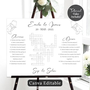 Custom Wedding Crossword Extra Large Sip And Solve Puzzle For Wedding, Giant Wedding Crossword Puzzle, Canva Template, Instant Download