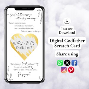 Carte à gratter Serez-vous mon parrain, carte à gratter proposition parrain, idée cadeau demandez au parrain, carte électronique parrain, texte, médias sociaux