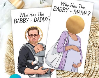 Who Has The Baby Daddy, Printable Baby Shower Game, Find Daddy Scratch Game, Editable Celebrity Scratch Off Cards, Canva Template