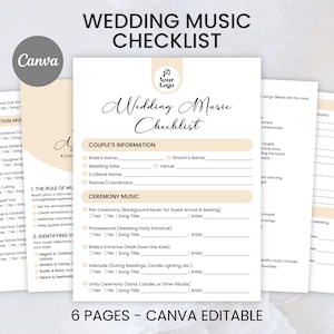Wedding Song List Template, Wedding Playlist Printable, Music Playlist, Wedding Dj Template, Wedding Song Checklist, Editable Canva Template