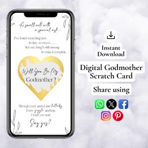 Biglietto gratta e vinci "Vuoi essere la mia madrina?", Biglietto gratta e vinci "Proposta di matrimonio per madrina", Regalo per madrina, Idea regalo "Chiedi alla madrina", Download immediato