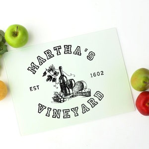 Martha&#39;s Vineyard Glass Cutting Board | Massachusetts Trivet | Housewarming Gift