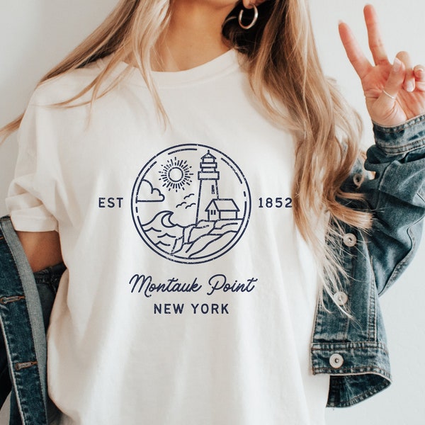 Montauk Point Lighthouse Tshirt, Long Island Vacation Tee, The End Montauk Est Tee, Nautical Theme Gifts, New England Style Shirt, Visit NY