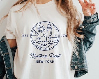 Montauk Point Lighthouse Tshirt, Long Island Vacation Tee, The End Montauk Est Tee, Nautical Theme Gifts, New England Style Shirt, Visit NY