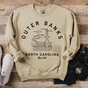 Outer Banks Crewneck Sweatshirt, OBX Fleece Sweater, North Carolina Charm Preppy Shirt, Oversized Minimalist Crewneck, Southern US Gift