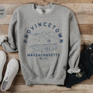 Provincetown Crewneck Sweatshirt, Mass Fleece Sweater, New England Charm Preppy Shirt, Oversized Minimalist Crewneck, Massachusetts Gift