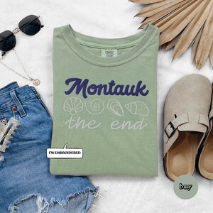 Montauk Embroidered Seashell Tee, Coastal Unisex Comfort Colors Garment-Dyed Heavyweight T-shirt, Long Island Travel Gifts, New Yorker Beach image 6